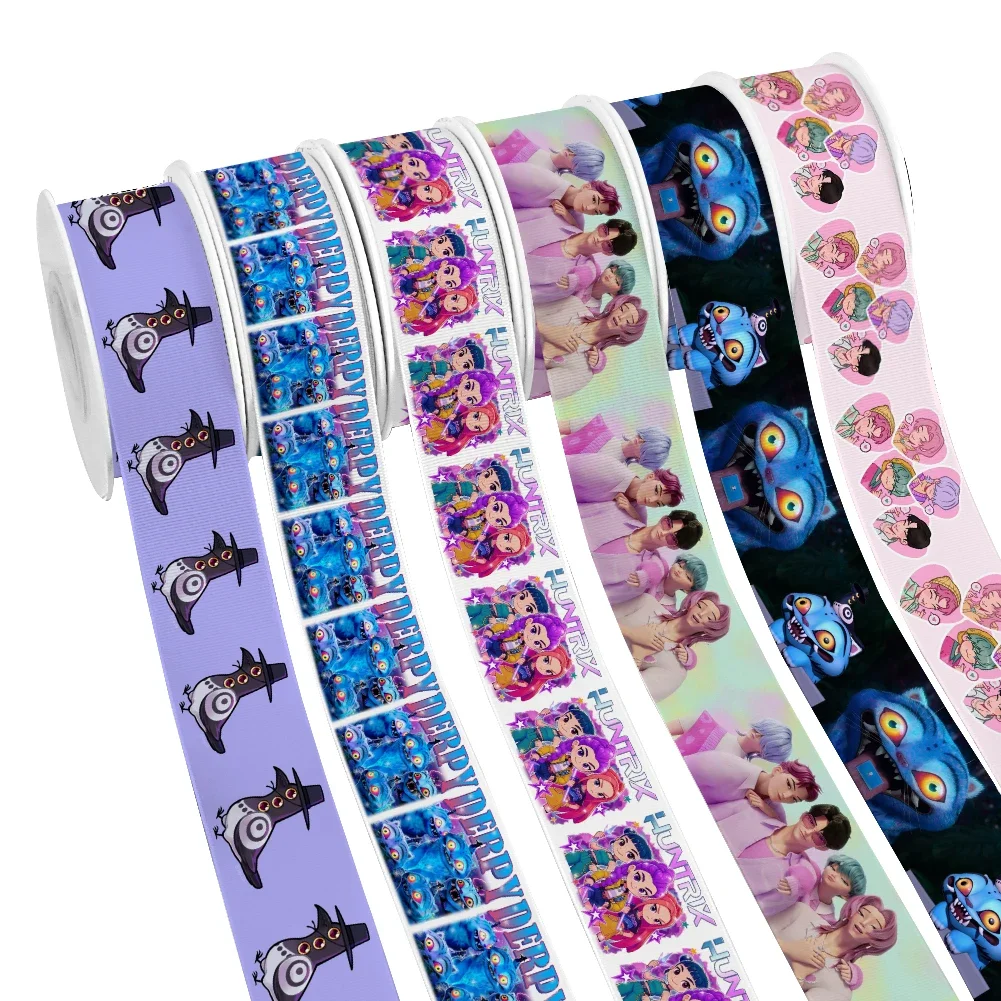 5 ياردة جديد الكرتون K البوب هنتر الطباعة Grosgrain الشريط لتغليف الشعر القوس DIY بها بنفسك الديكور هدية التعبئة