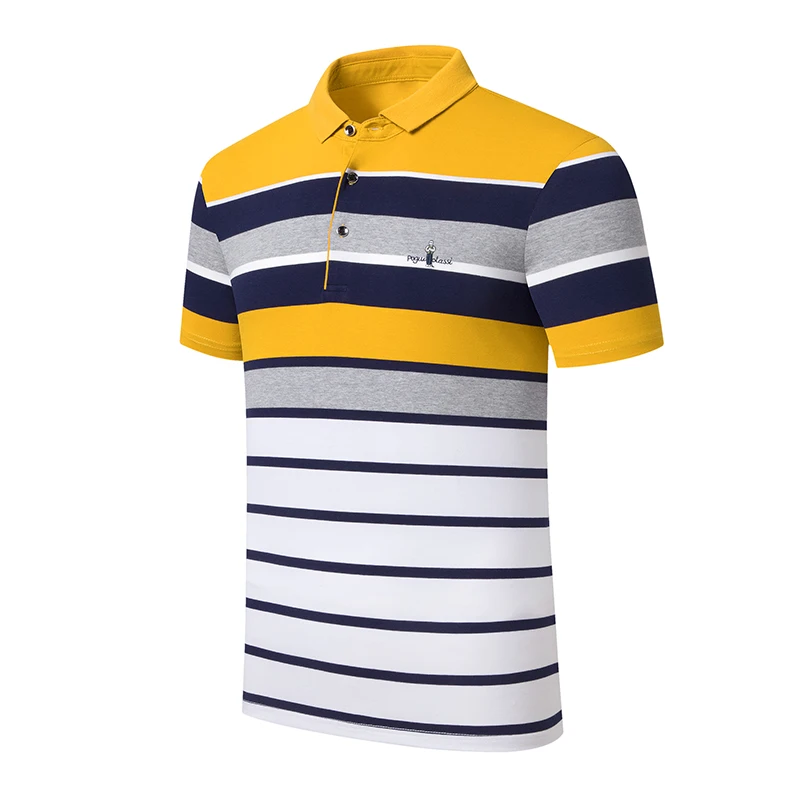New Summer Men Classic Striped Polo Mens Cotton Short-Sleeved Embroidered Business Casual Hot Polo Shirt Male Dropshipping