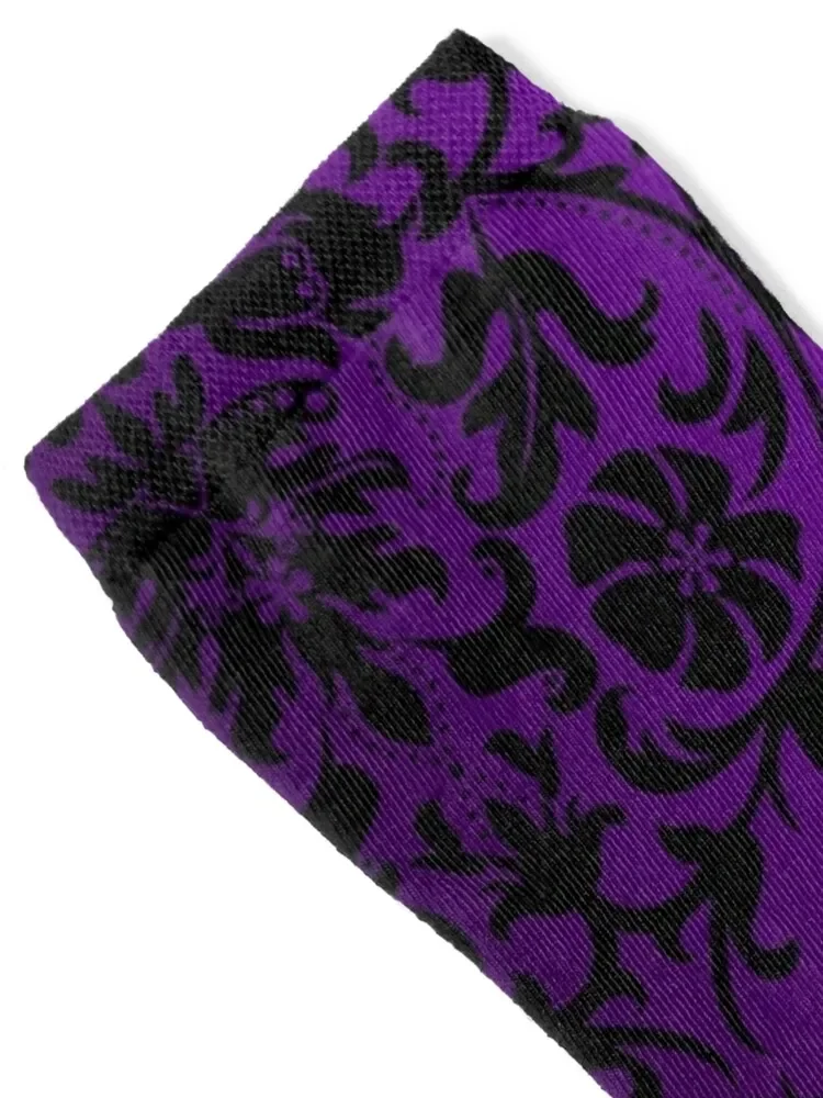 Purple and Black Damask Pattern Design Socks with print Argentina funny gifts Men Socks Women's