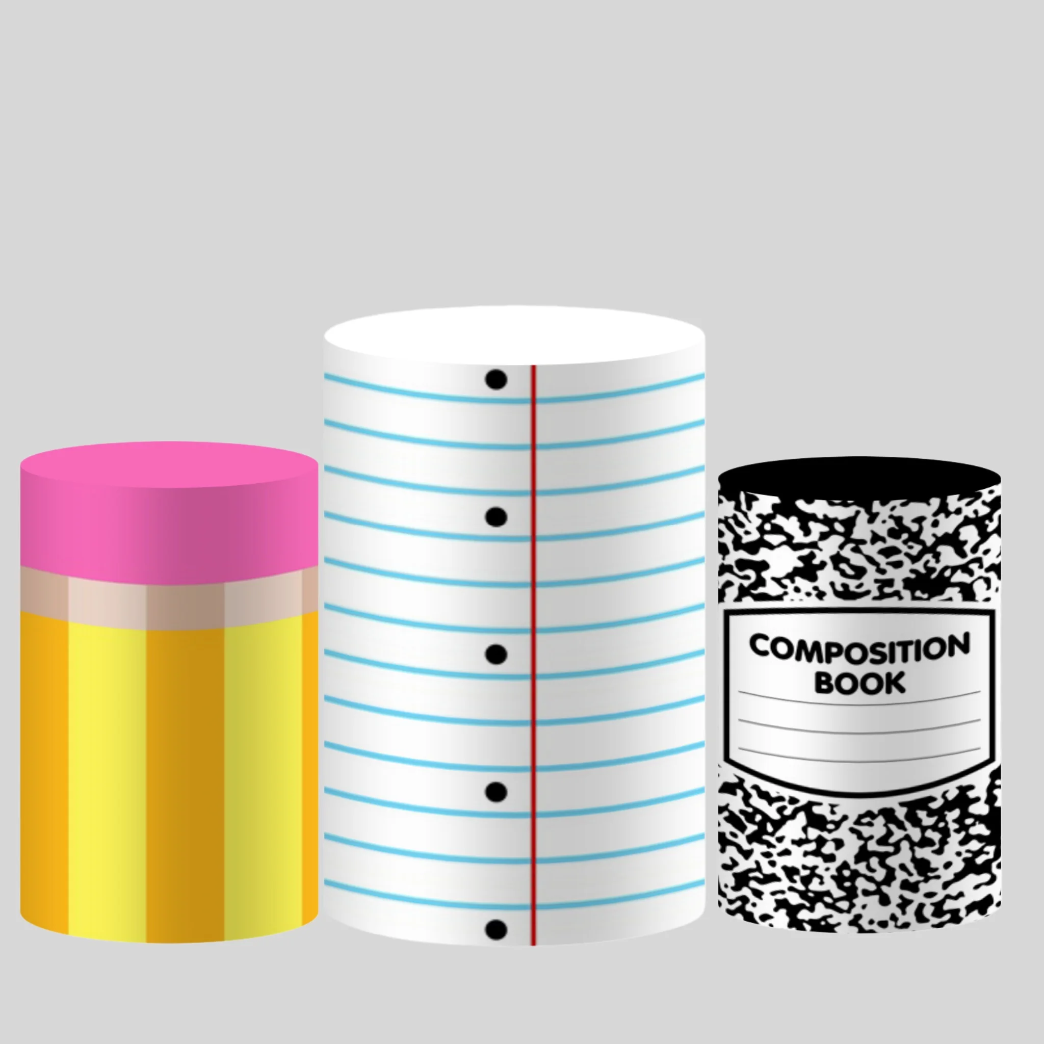 Homework Book Cylinder Backdrop Covers Back To School Graduation Season Party Plinths Pedestal Background Decor Elastic Custom