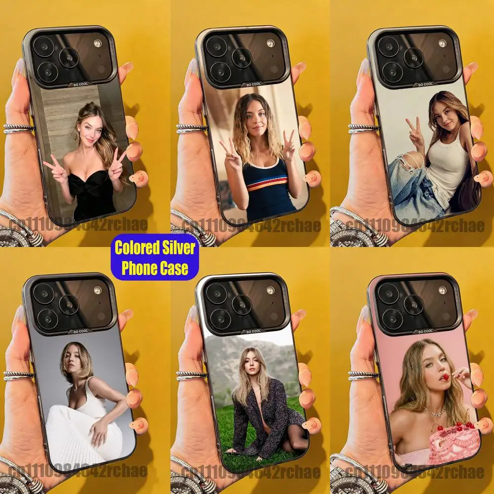 

For Actress S-Sydney S-Sweeney Phone Case iPhone 15,16,12,14,13,17,11,E,Pro,Max,Plus,Air,Mini Colored Silver Cover