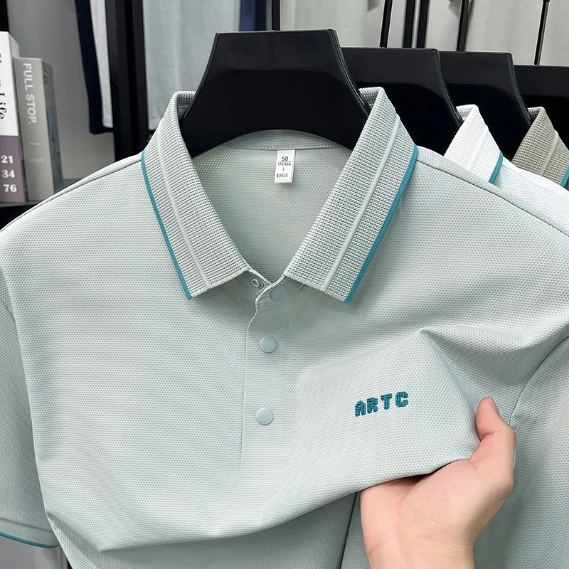 Luxury brand men's short sleeve polo shirt summer comfort breathability new fashion letters embossed casual high-end T-shirt