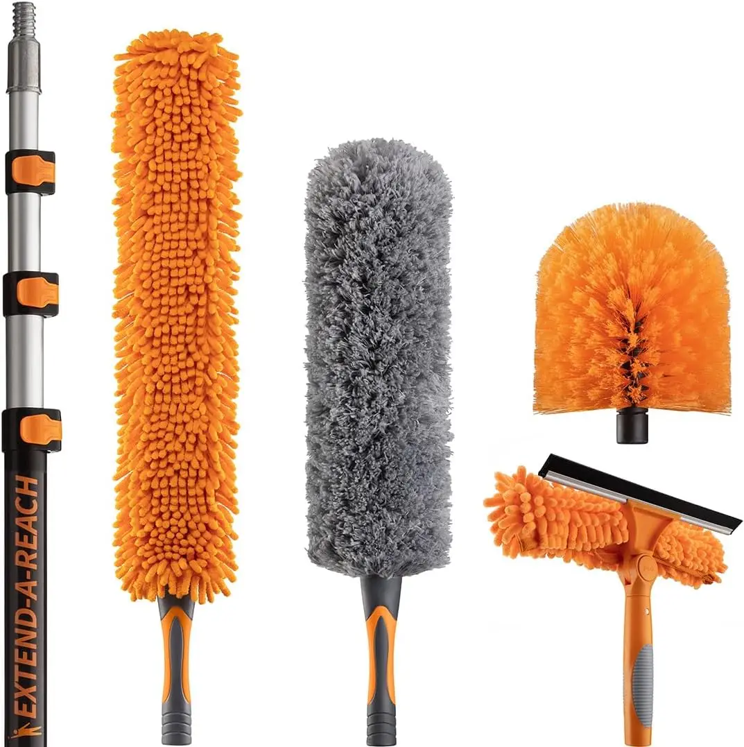 

20 Foot High Reach Duster Kit with 4-12 ft Extension Pole // High Ceiling Dusting and Window Cleaning