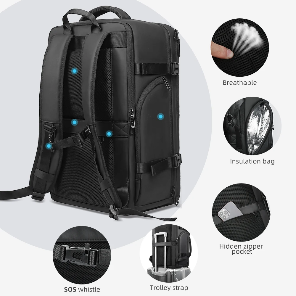 Heroic Knight Travel Backpack Large Capacity Men's Business Backpack School Expandable USB Bag Waterproof 17.3'' Laptop Backpack