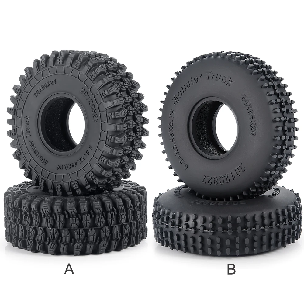 AXSPEED 4Pcs TRX4M 64/65mm Beadlock Rubber Tires for TRX-4M Defender Bronco 1/18 Axial SCX24 1/24 RC Crawler Car Truck Model