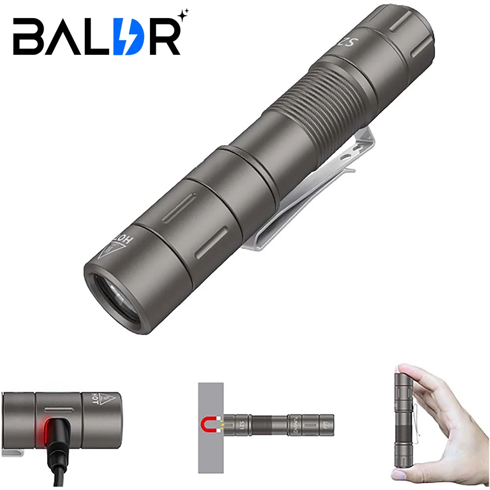 

S21 EDC Pocket Flashlight,AA Rechargeable Mini Flashlight, Magnetic Tail Switch Light Small Flashlights,for Outdoor,Emergency