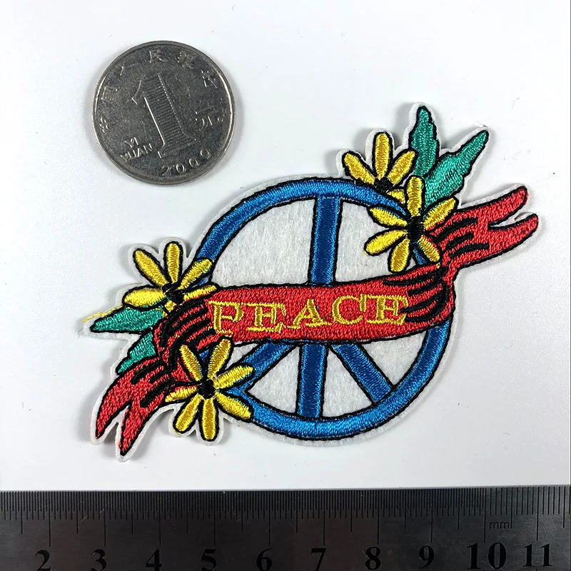 Fine Peace Letter Embroidery Patches Round Colorful Gay Pride Appliques for clothing Iron On Love Car Badges 3D Diy Coats Decor