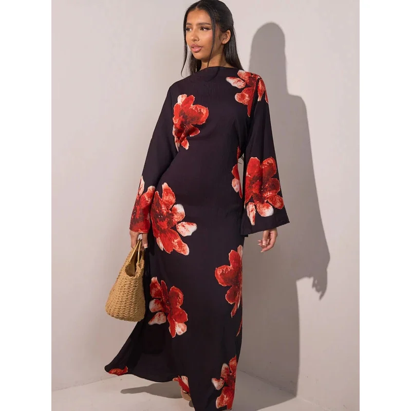 

Ид Абая женское праздничное платье с принтом мусульманское Джалабия Дубай Vestidos Largos вечерние кафтан кафтан арабский длинный халат 2025 платья для Рамадана