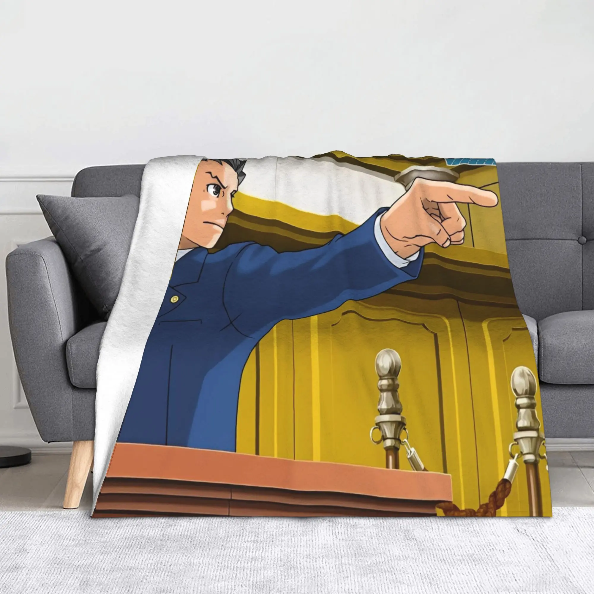 Objection Phoenix Wright Ace Attorney Blanket Velvet Decoration Naruhodo Ryuichi Multi-function Throw Blankets  Car Bedspread