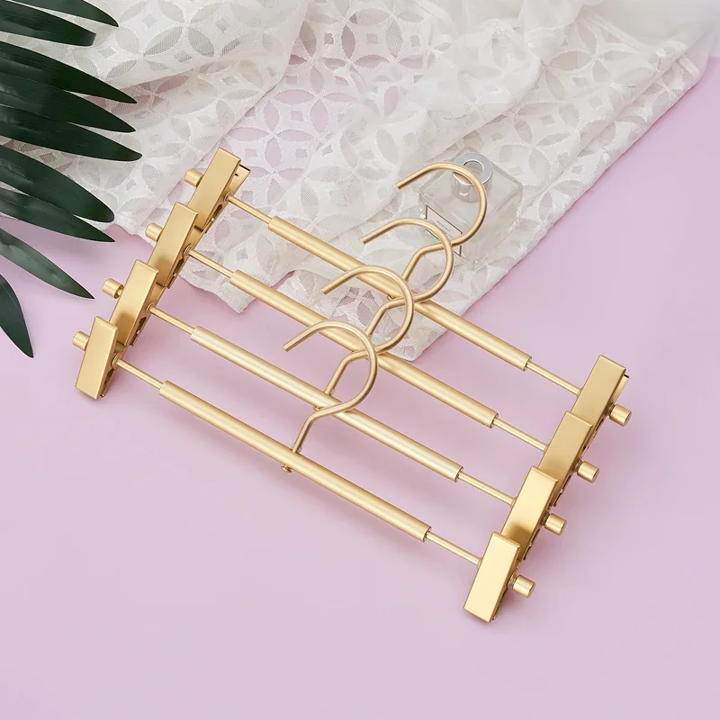 10/5pcs Rose Gold/Golden Pants hanger with rotating hook of clip frame, aluminum alloy metal heavy trousers skirt slack