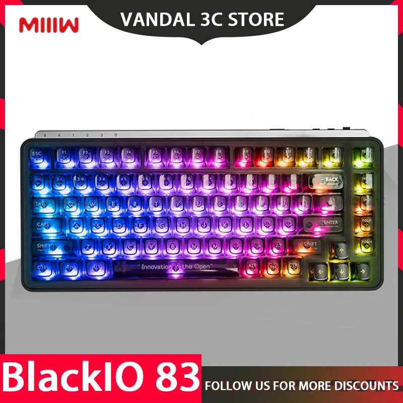 MIIIW BlackIO83 Mechanical Keyboard Three Mode Wireless Gaming RGB Keyboard Hot Swap Customize Gasket Keyboard Gamer Accessories