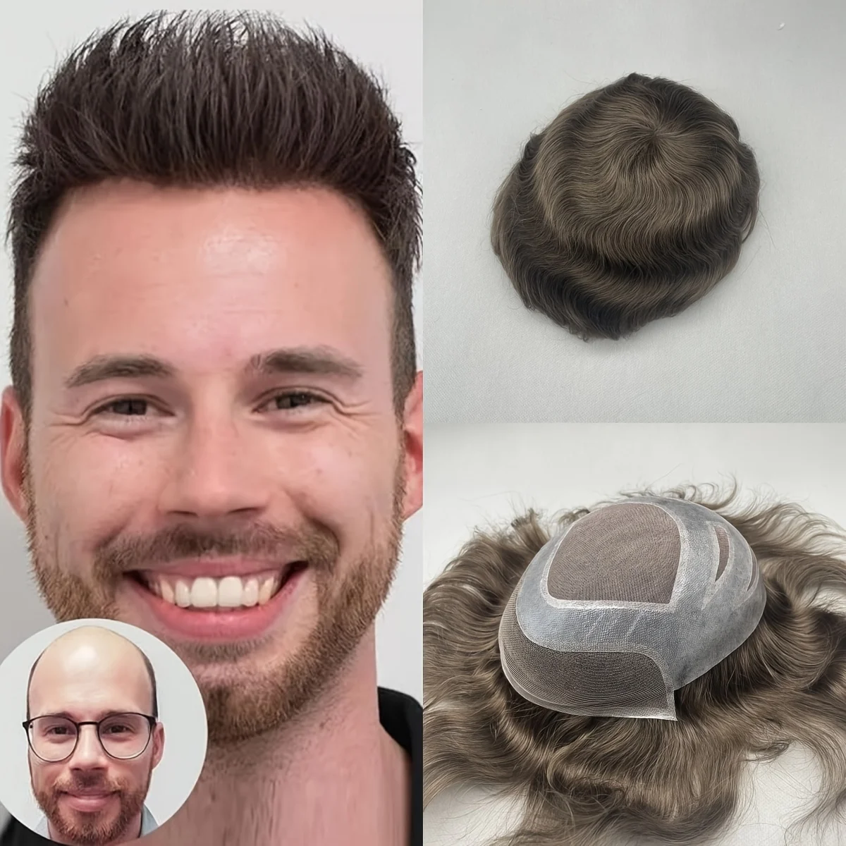 

Мужской парик из волос Remy — плотность 120%, короткая волна воды 6 дюймов, основа с полным покрытием 8x10 дюймов, естественный вид, не выпадает, не спутывается