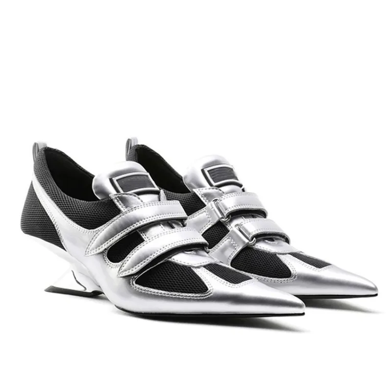 

New Womens Shoes Fashion Pointed Tip Sports High Heels for Woman Exquisite Air Mesh Casual Shoes Designer Shoes Zapatos De Mujer