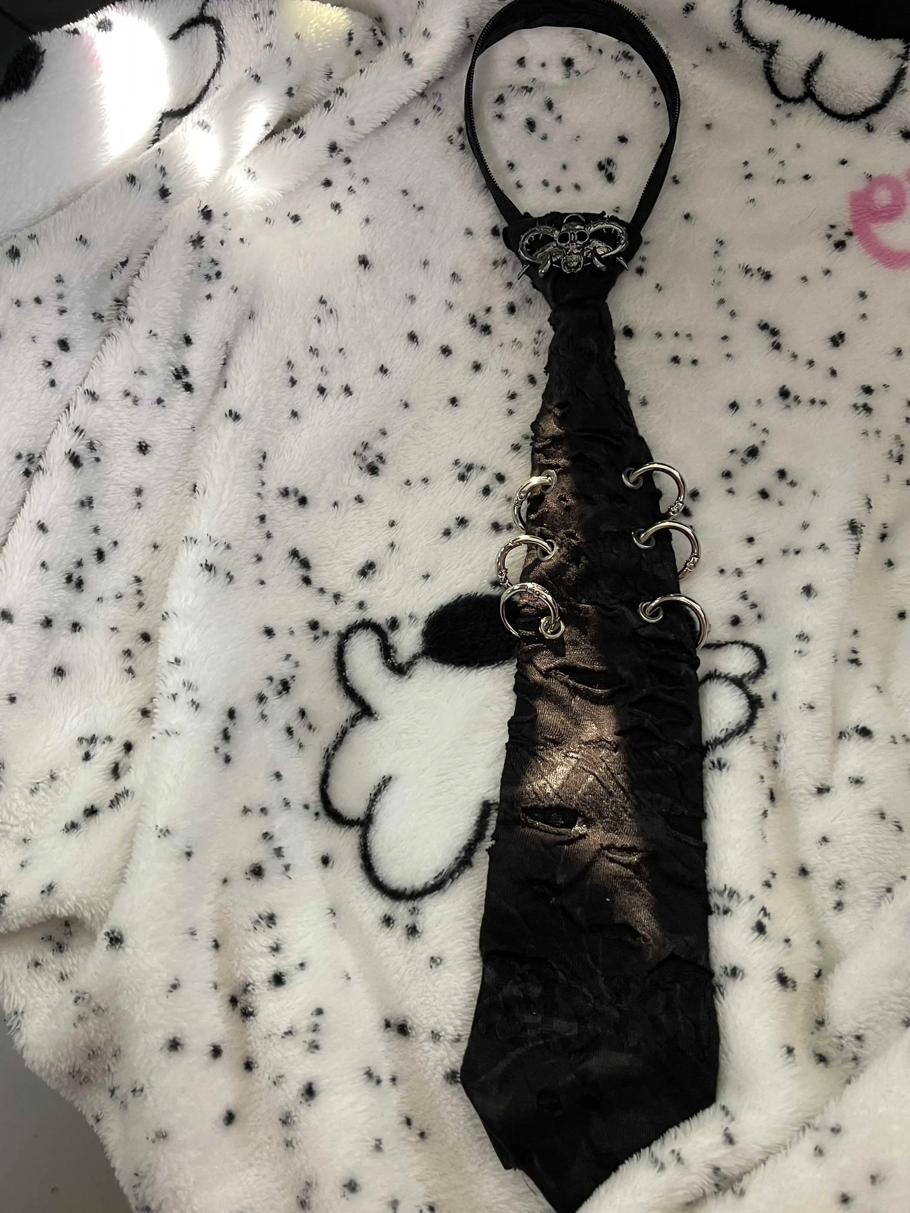 Cosplay metal rebite gótico vintage punk pescoço anime gravata feminina estilo techwear couro hip hop rock y2k colar