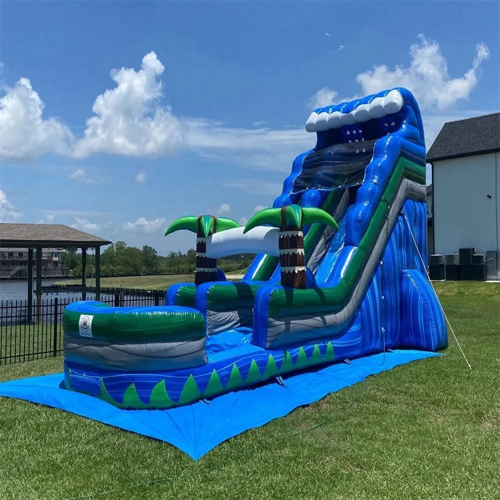 Wholesale Custom Giant Commercial PVC 0.55mm Outdoor Inflatable Water Slide N Slip Detachable Swimming Pool Backyard Custom Logo