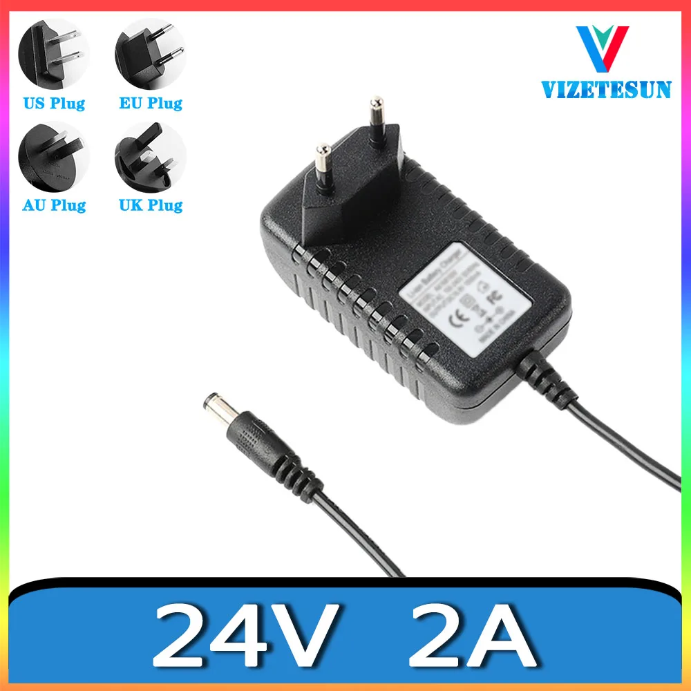 Adaptador de Corriente para Lámpara de Fototerapia de Uñas de 24V 2A, Cable de Alimentación Regulado Universal DC 5.5*2.1MM
