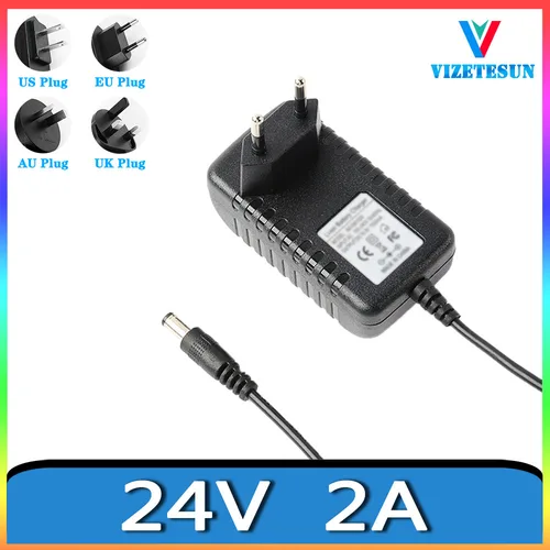 Adaptador de corriente para lámpara de fototerapia de uñas, 24V, 2A, CC de 5,5x2,1 MM, cable de alimentación regulado Universal