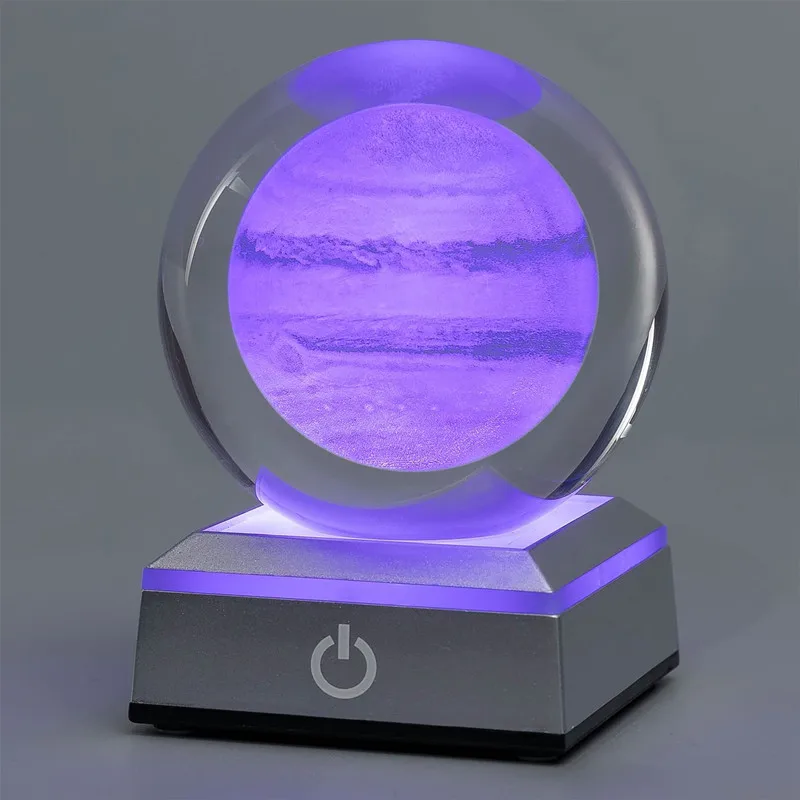 3D Jupiter Crystal Ball with LED Base Science Educational Model Astronomy Universe Gift for Kids Boys Office Desk Decor Globe