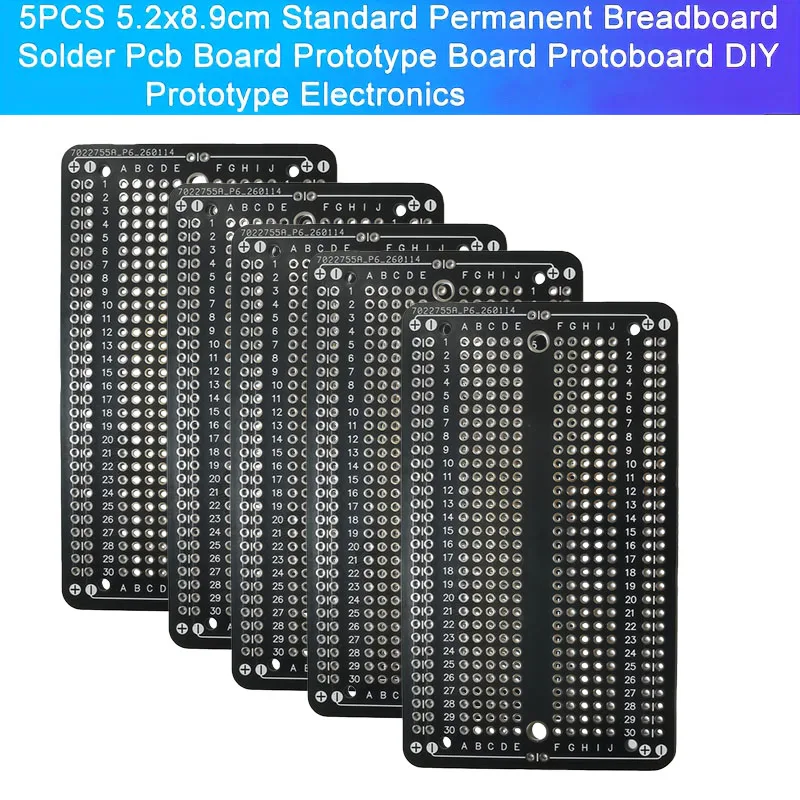 5PCS 5.2x8.9cm Standard Permanent Breadboard Solder Pcb Board Prototype Board Protoboard Diy Prototype Electronics For Arduino
