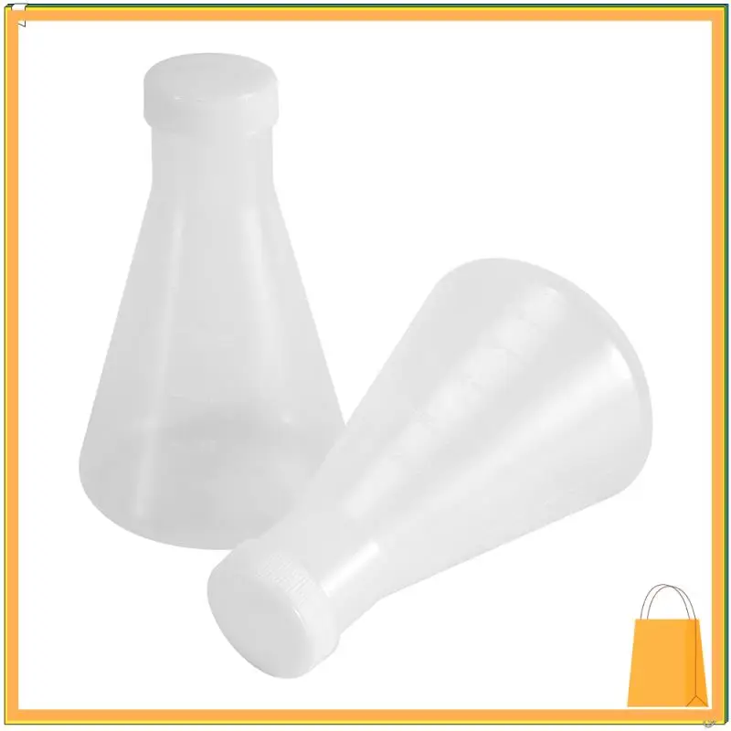 L52A-Frasco Erlenmeyer cónico de plástico graduado para laboratorio, pared gruesa y suave medible, dos botellas de 250Ml