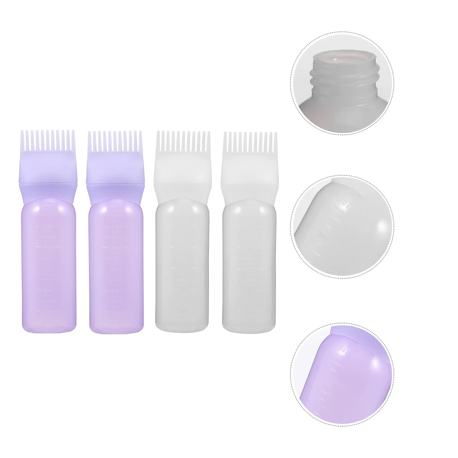 4Pcs Root Comb Applicator Bottles Plastic Hair Dye Bottle for Salon Home Hair Coloring Tool Applicator Bottles - Image 5