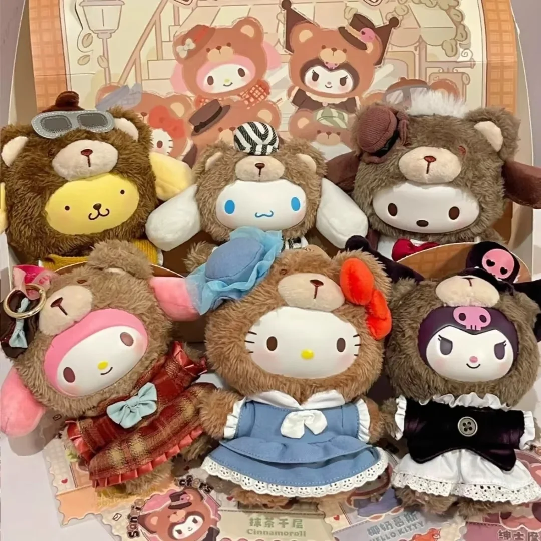 Toptoy Sanrio Hello Kitty Kuromi Vinyl Plush Doll England Afternoon Tea Themed Hanging Ornament Collectible Trendy Blind Box Toy