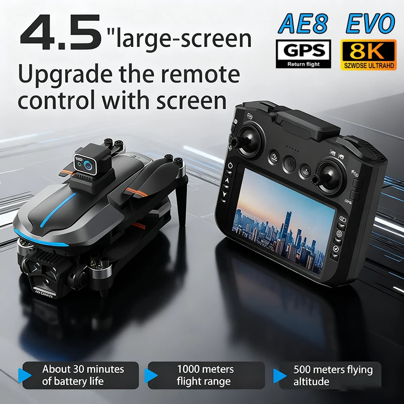 AE8 Brushless Drone 8K Professional HD Camera Drones 5G WIFI FPV Video 8k UAV With Screen Remote Control RC Quadcopter Toy gifts