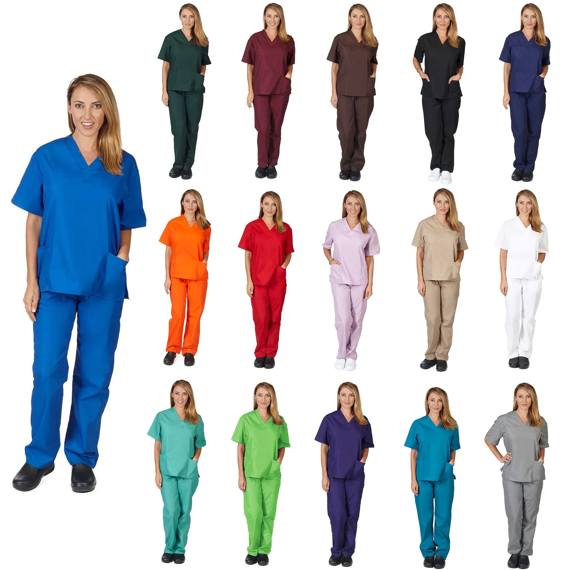 Uniformes médicaux avec poche solide pour documents, uniforme de travail de soins infirmiers à col en V, pantalons Y + unisexes, ensembles de gIslande, vêtements