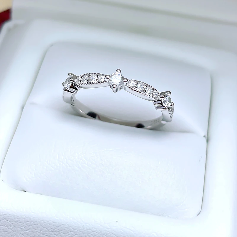 Diamond Ring for Women S925 Pure Silver Colored Diamond Simple and Fashionable Blue Treasure Green Diamond Wedding Jewelry image 2
