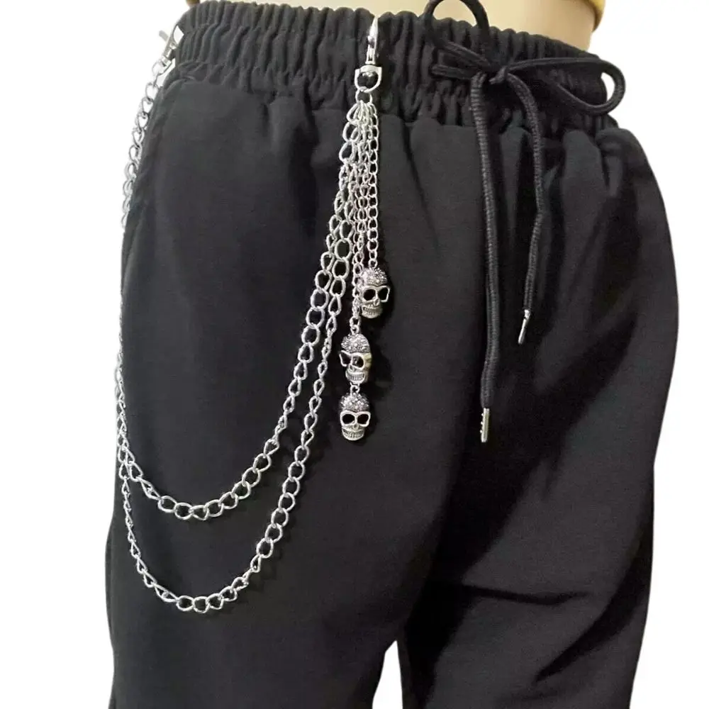 Goth Tassel Skull Waist Chain Zinc Alloy Gothic Tassel Jeans Chain Multi-layer Pants Chain Punk Belt Chain Female