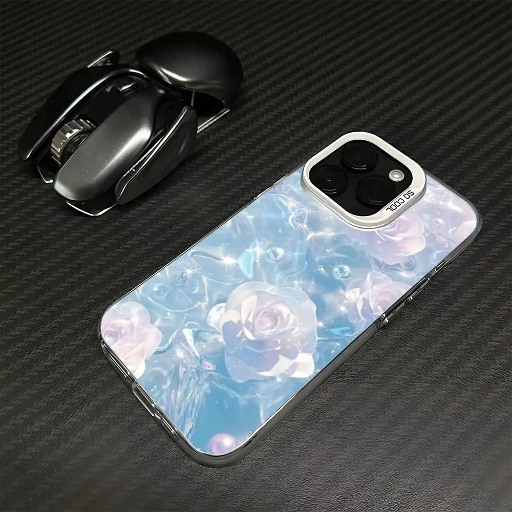 Pink Rose In Water Handyhülle für iPhone 16,15,14,13,12,11, Mini, Pro, MAX, weiß, matt, stoßfest