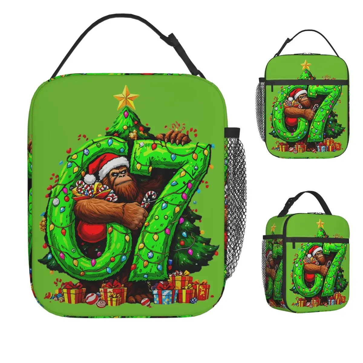 

Fun Six Seven 6 7 Meme Рождественская сумка для обеда Bigfoot Пикник Ланч-бокс для женщин Винтажная графическая сумка для еды Оксфордская сумка-холодильник