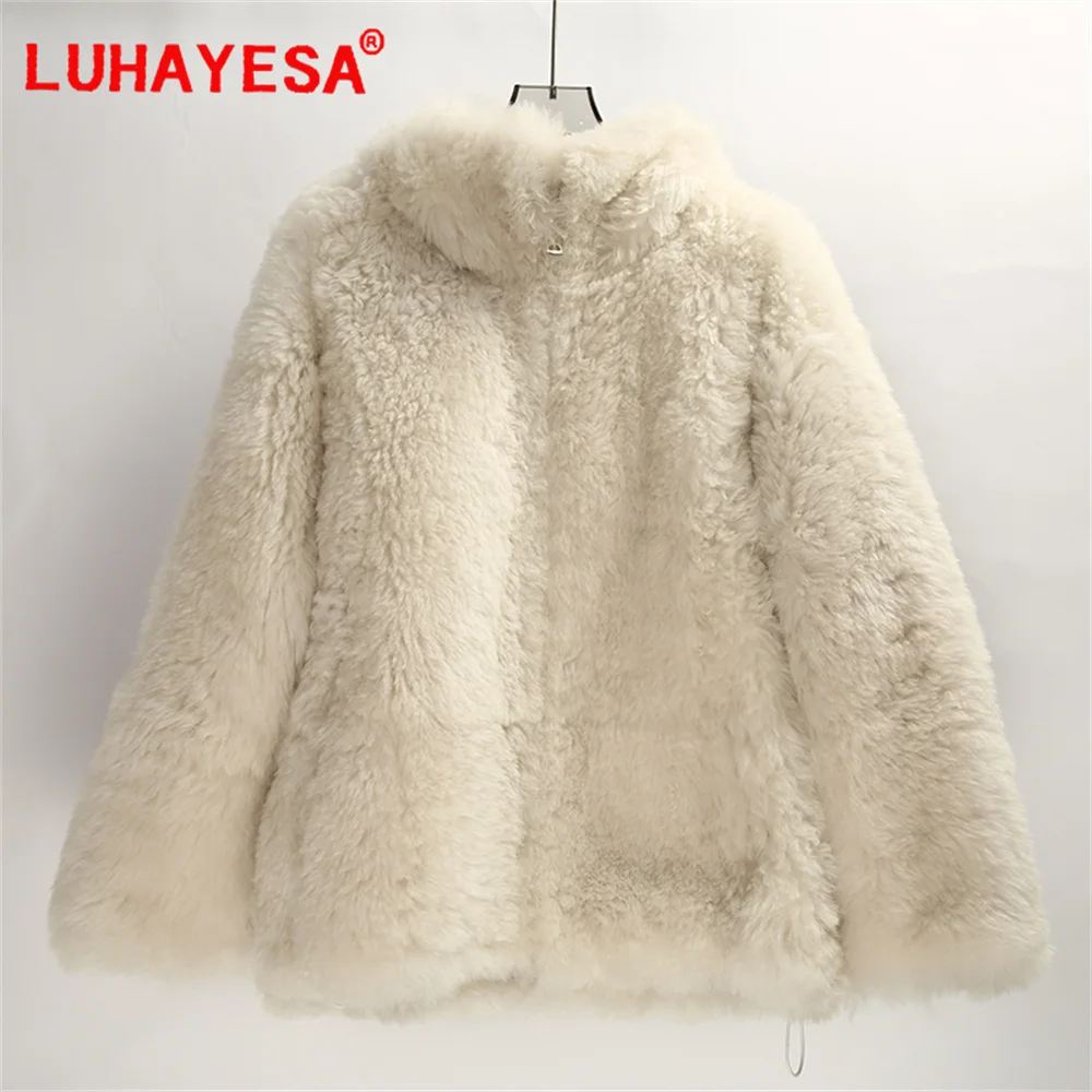 NO STOCK, DON'T PAY IT 2024 New Thicken Bazaar Fur Shearling Clothes Women Fashion Winter Hooded Real Fur Coats