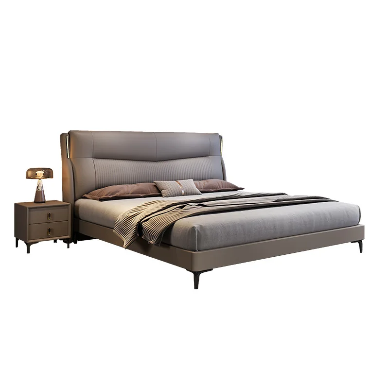 

Italian minimalist leather bed, master bedroom double bed