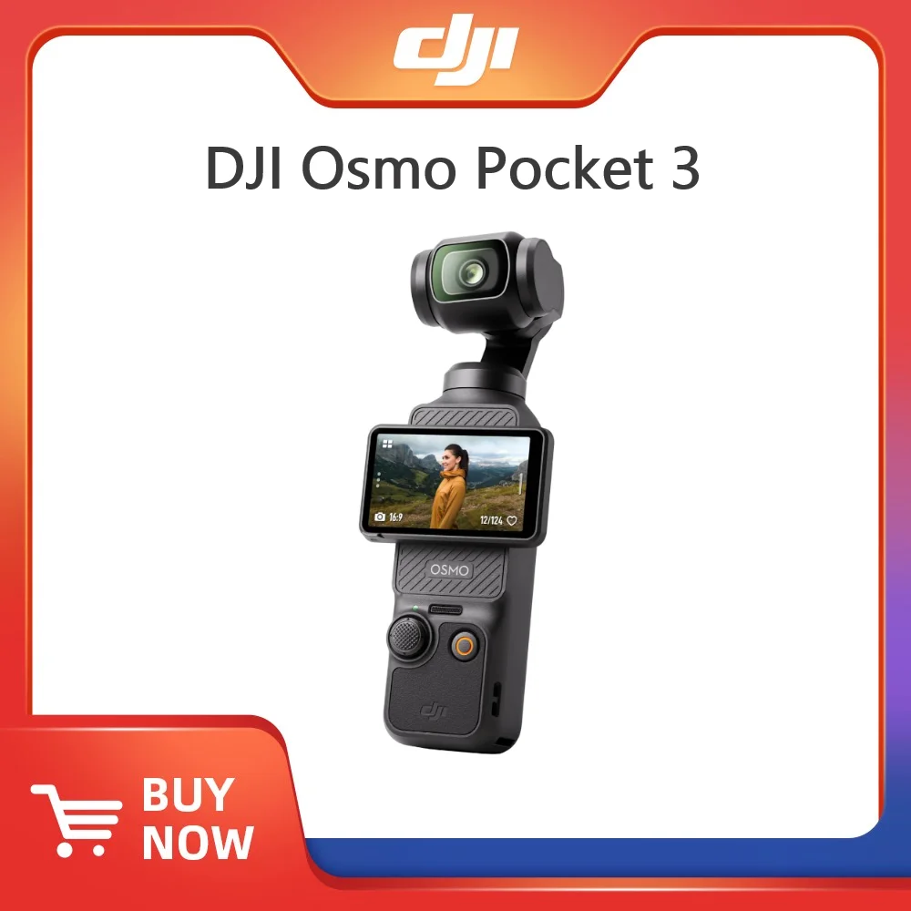 DJI-Osmo Pocket 3 Câmera Vlogging, Câmera de Vídeo Pequena, Rastreamento de Objetos Faciais, Tela Sensível ao Toque Rotativa, 1 "CMOS, 4K, 120fps, 2"