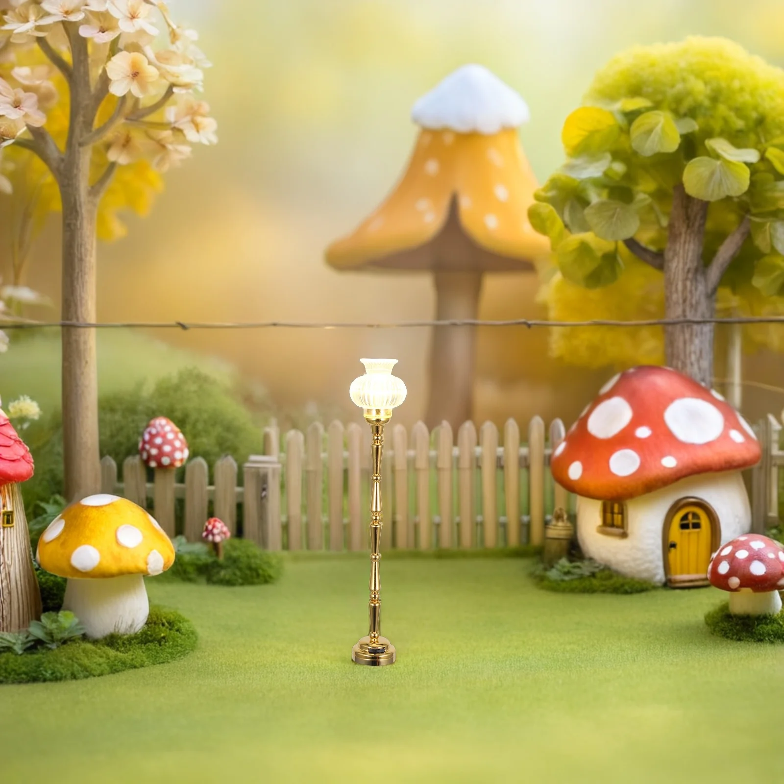 

Mini Flower Floor Lamp For Dollhouse Led Illuminated 1:12 Scale Decor Indoor Outdoor Room Garden Use Miniature Dollhouse