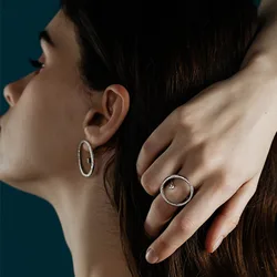 Korean Original Design Luxury Zircon Geometric Adjustable Rings for Women Ins New Fashion Index Ring Girl Party Jewelry Gift