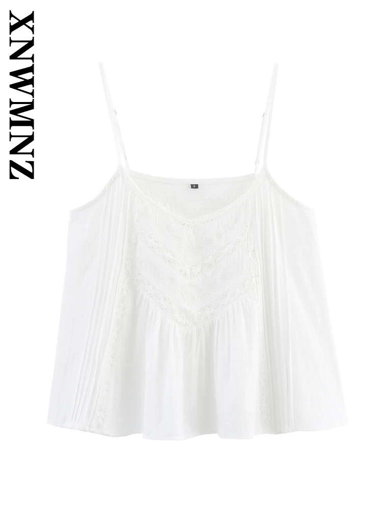 

XNWMNZ 2025 Summer New Product Woman's Fashion Simple thin shoulder strap Sleeveless Top Chic Lady Backless Slip Top Sexy Tie