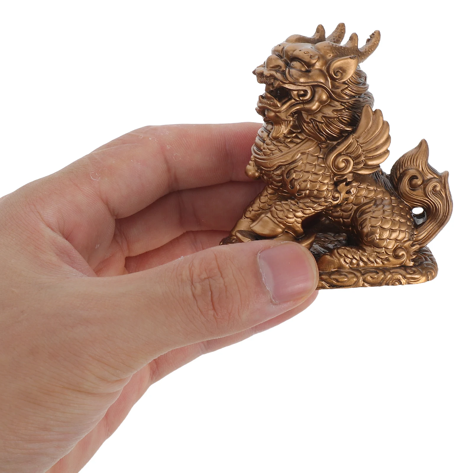 

Unicorn Ornament Kylin Feng Shui Decor Statue Chinese Wealth Sculpture Resin Office