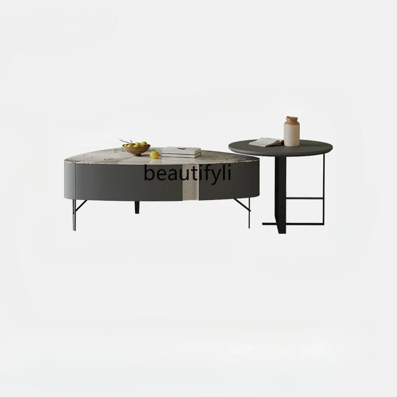 

S Italian Minimalist Stone Plate Coffee Table TV Cabinet Combination Small Apartment Living Room Home Simple Modern furniture