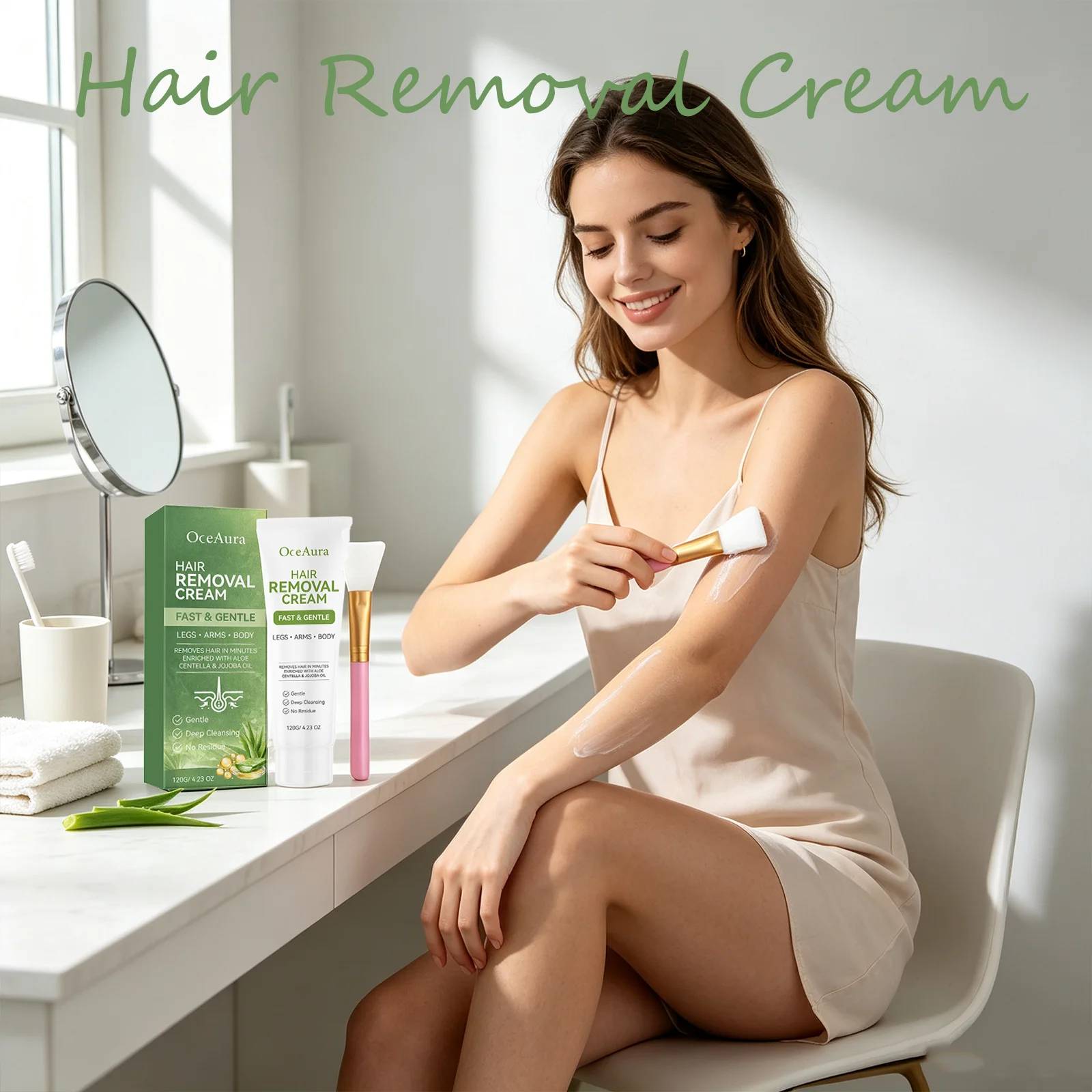 OceAura Gentle Hair Removal Cream Deep Cleansing Soothing Slow Hair Growth Nourishing Hydration Residue Free Depilatory Cream