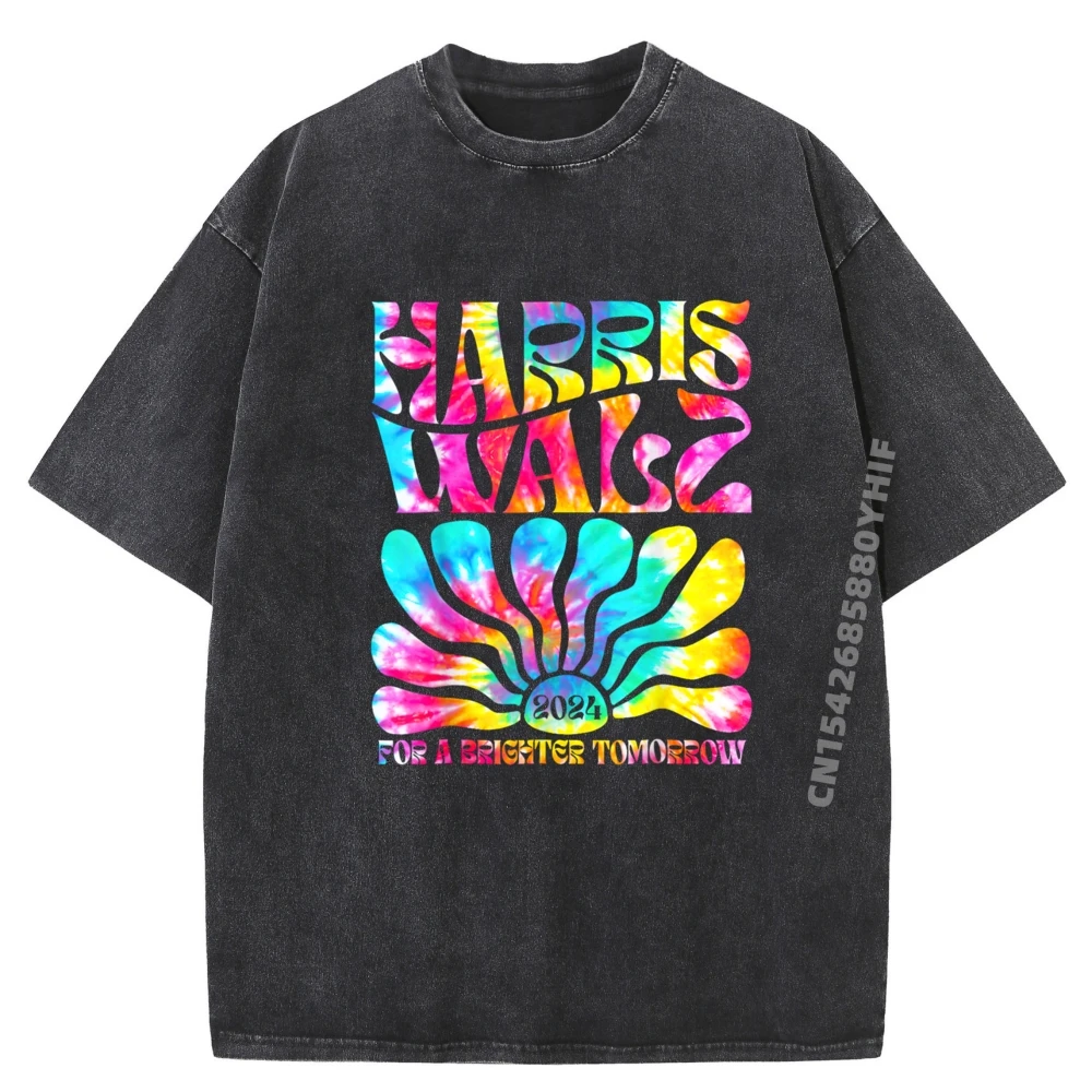 

Tie Dye Harris Waltz Election Kamala Harris Tim Walz Осенняя одежда Эстетическая мужская стираная одежда унисекс в английском стиле