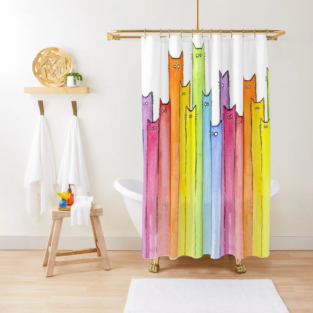 

Rainbow of Cats Shower Curtain Luxury Bathroom Anime Bathroom Bathroom Deco Curtain