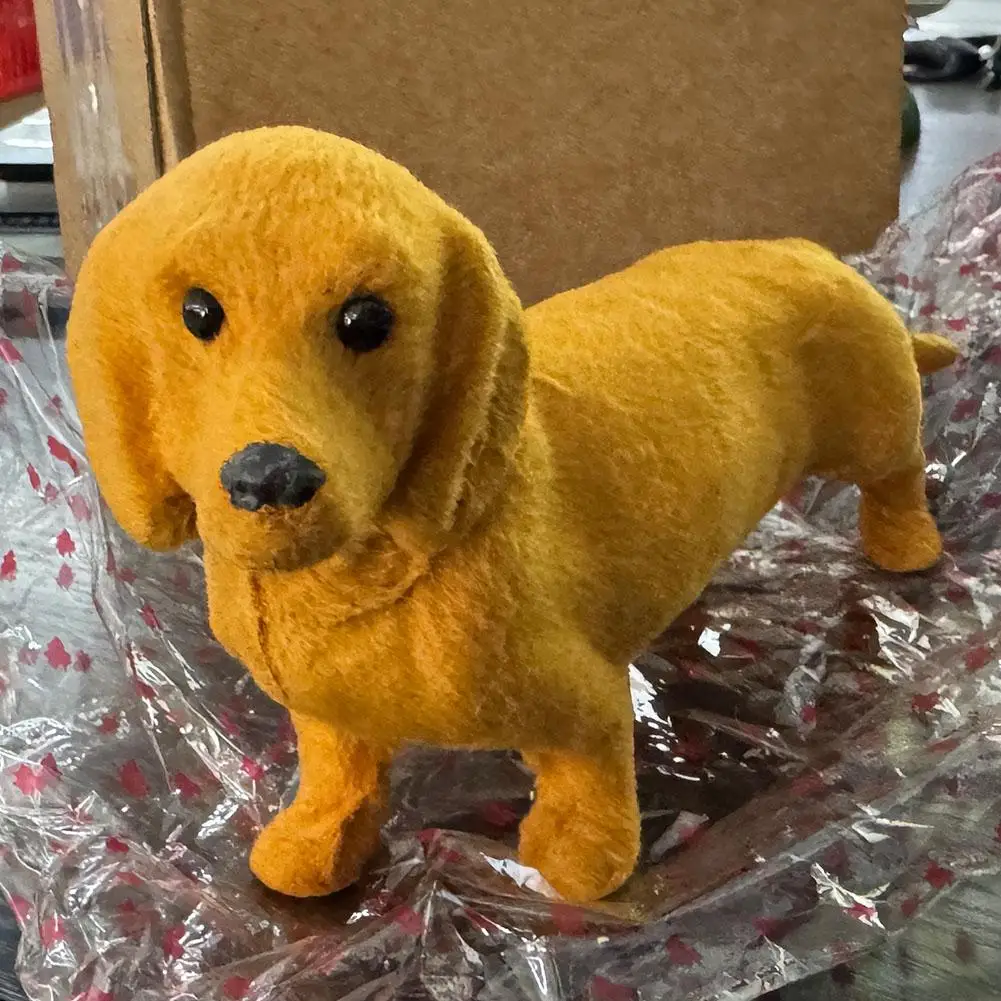 Sitzender Dackel-Hund, Plüschtiere, lebensechte Simulation, schwarzer Hund, Plüschtier, Kindergeschenke, Zuhause, Auto, Dekoration, Ornamente ﻿