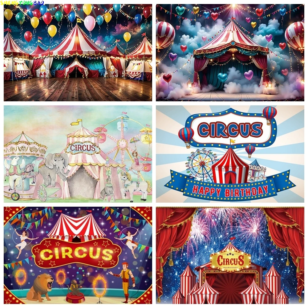 

Circus Amusement Park Birthday Photography Backdrops Amusement Park Ferris Wheel Baby Carnival Party Photo Background MXT-01