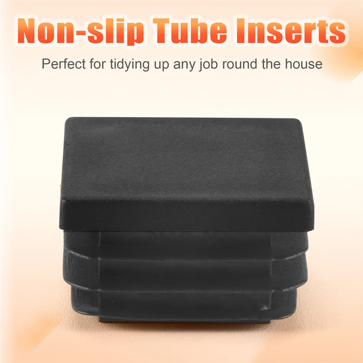 24 Pcs 30mm x 30mm Plastic Ribbed Square End Caps Tube Insert Black image 5