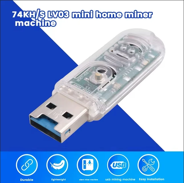 آلة التعدين الصامتة usb لاكي مينر v3 آلة التعدين 74KH/S LV03 آلة تعدين المنزل الصغيرة asic التعدين