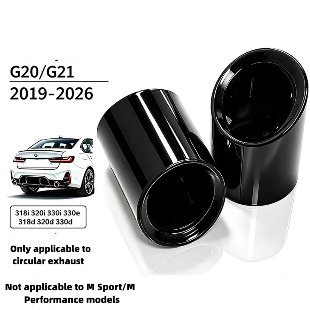 For BMW 3 Series G20 G21 2019-2026 320i 320d 330i 330e OEM Style Exhaust Tip Cover Tailpipe Trim Round Outlet