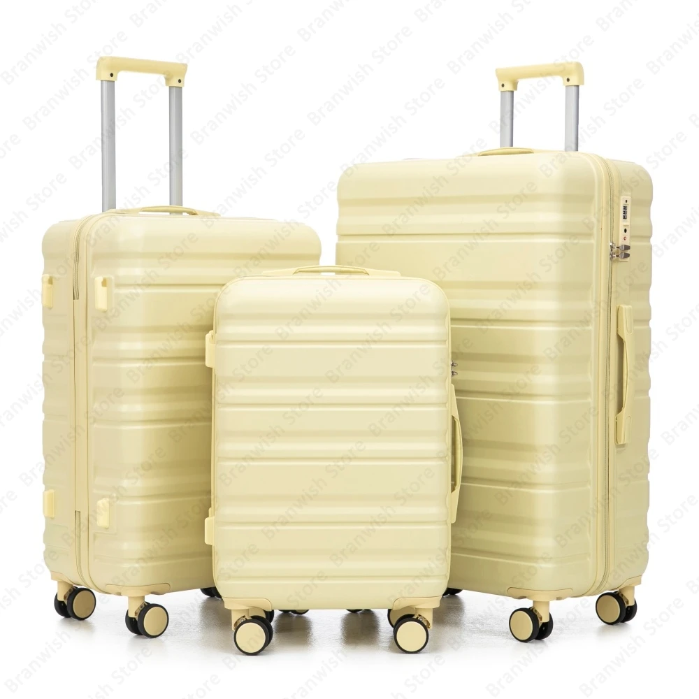 

Hardside Luggage Set with Spinner Wheels 3pcs ABS Suitcase Set TSA Lock Carry On Checked Luggage Durable Expandable Travel Bag