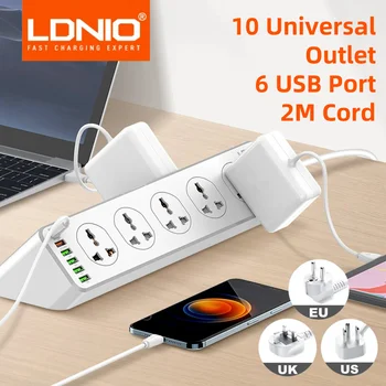 LDNIO Power Strip 2M Extension Cord Network Filter USB Socket Surge Protector EU UK US Plug Multi Outlet Power Socket Adapter